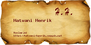 Hatvani Henrik névjegykártya